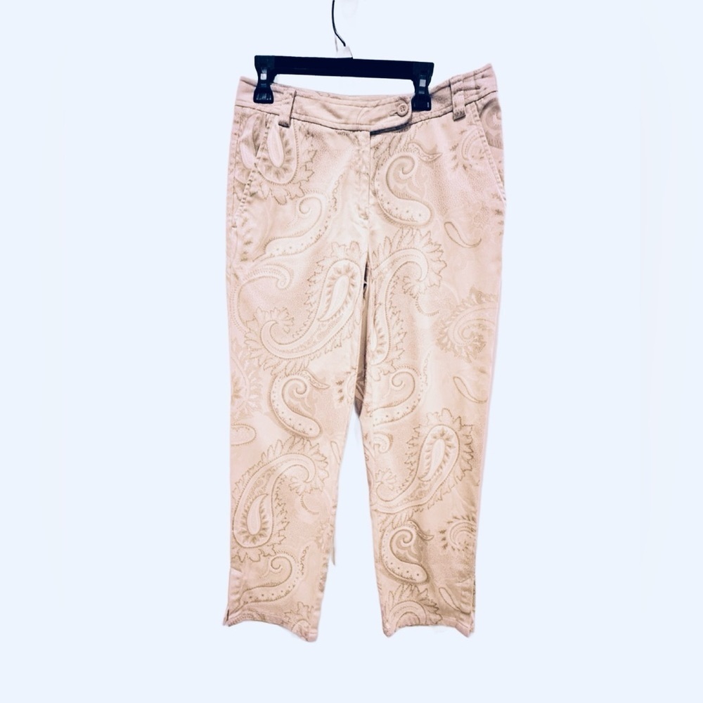 Liz Claiborne Audra Cream Paisley Crop Pants. 4P
